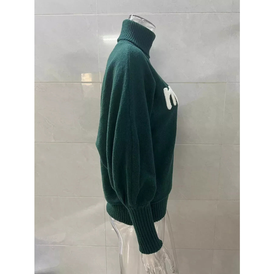 Christmas Letter Turtleneck Sweater Apparel and Accessories