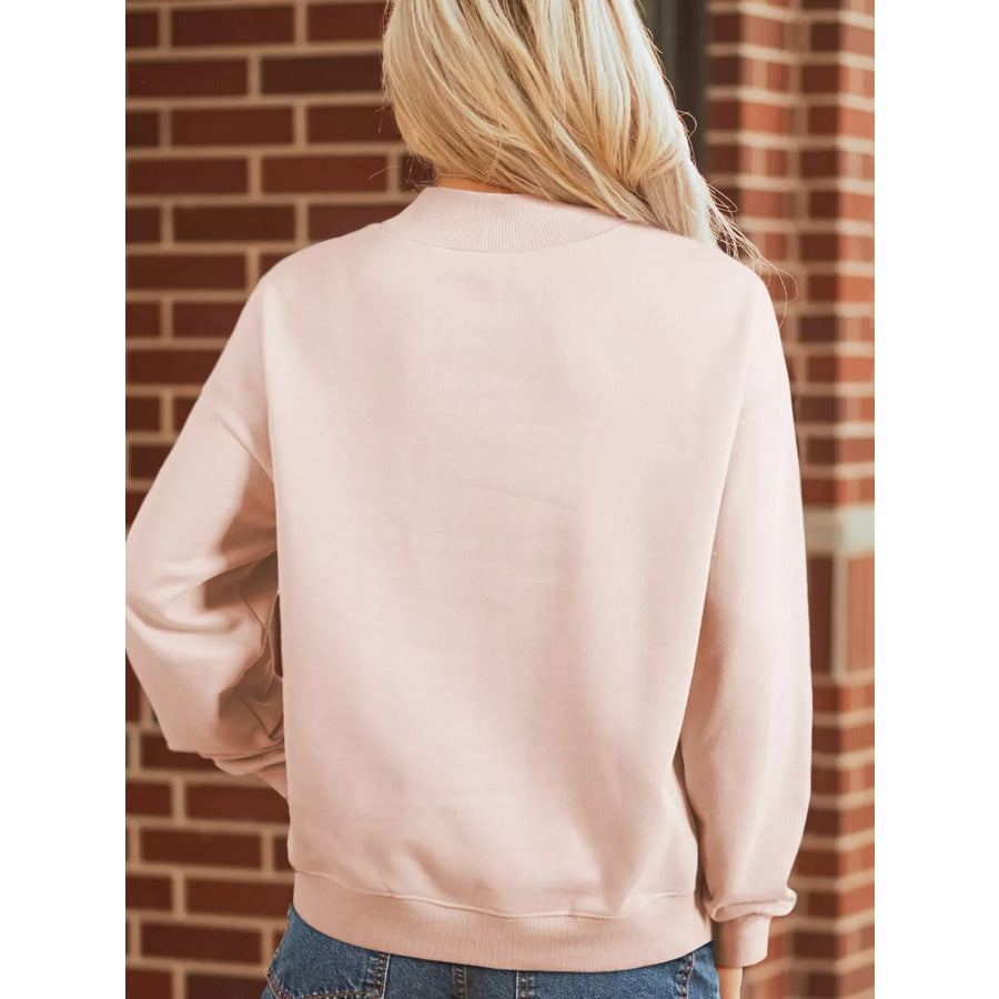Christmas Polka Dot Lettering Mock Neck Graphic Sweatshirt Apparel and Accessories