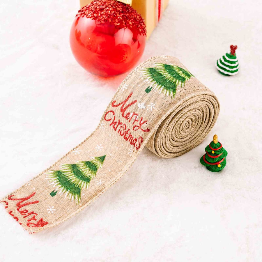 Christmas Polyester Ribbon Style D / One Size