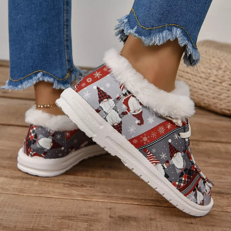 Christmas Print Round Toe Sneakers Color / 36 Apparel and Accessories