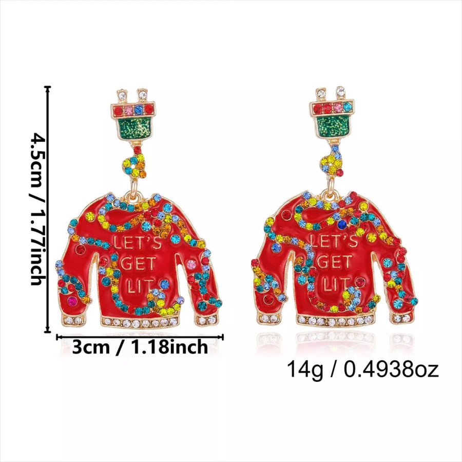 Christmas Rhinestone Earrings Apparel and Accessories