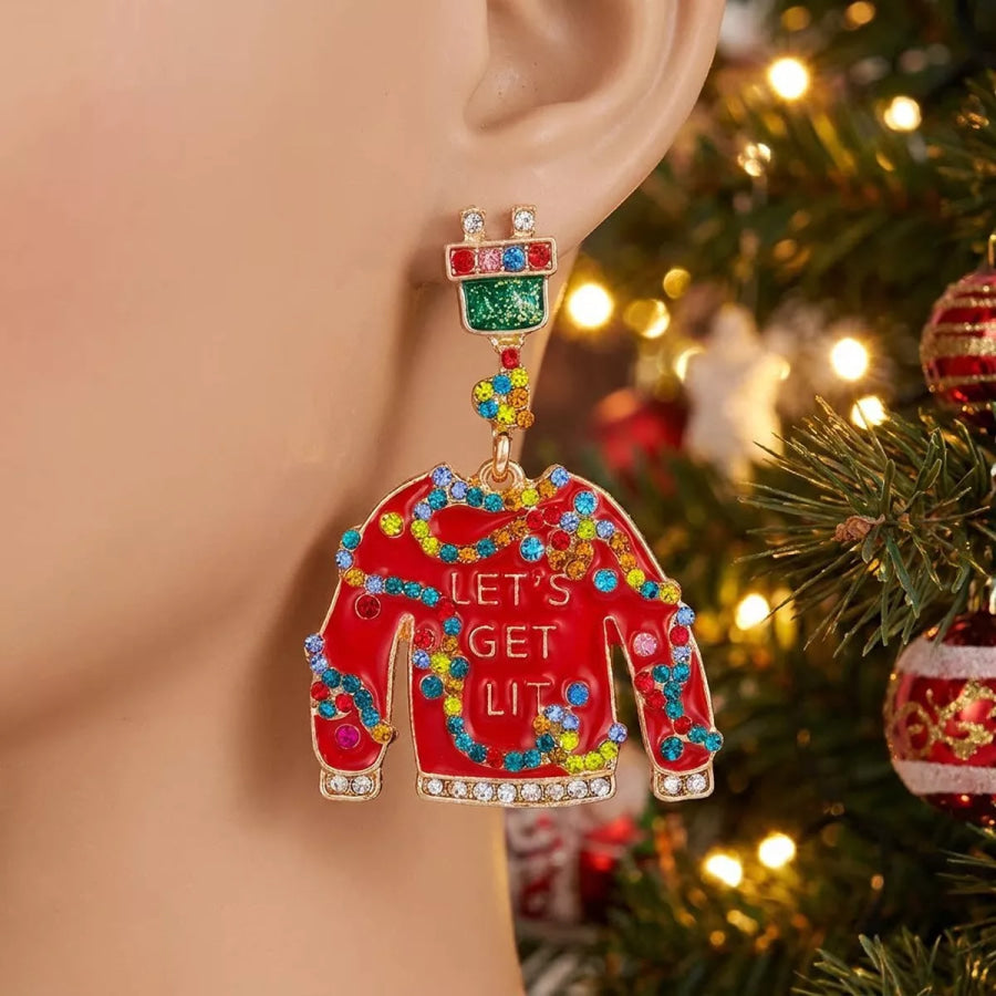 Christmas Rhinestone Earrings Style C / onesize Apparel and Accessories