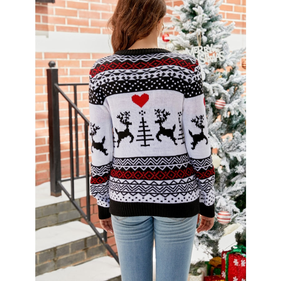 Christmas Round Neck Sweater Black / S