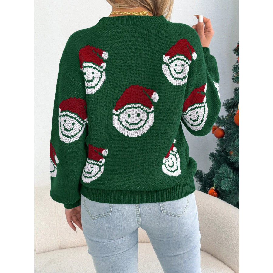 Christmas Santa Smiley Face Pattern Sweater Apparel and Accessories
