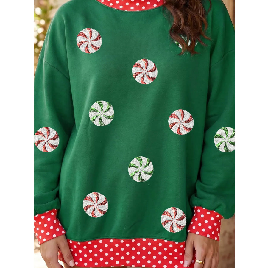 Christmas Sequin Peppermint Customized Sweatshirt Apparel and Accessories