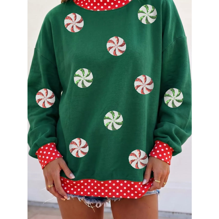 Christmas Sequin Peppermint Customized Sweatshirt Apparel and Accessories