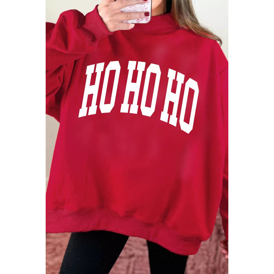 Christmas Slogan MERRY High Neck Tunic Holiday Sweatshirt Apparel and Accessories