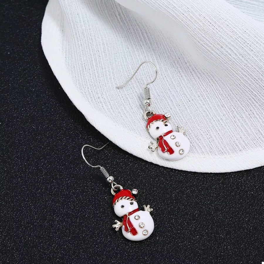 Christmas Snowman Drop Earrings Red / onesize Apparel and Accessories