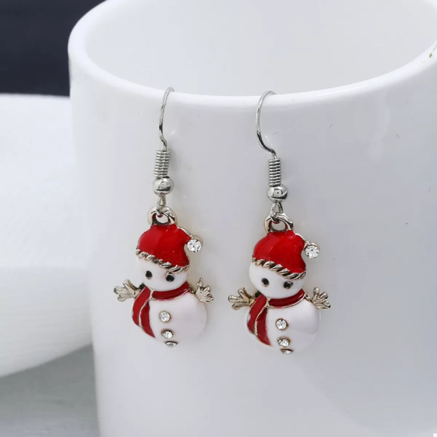 Christmas Snowman Drop Earrings Red / onesize Apparel and Accessories