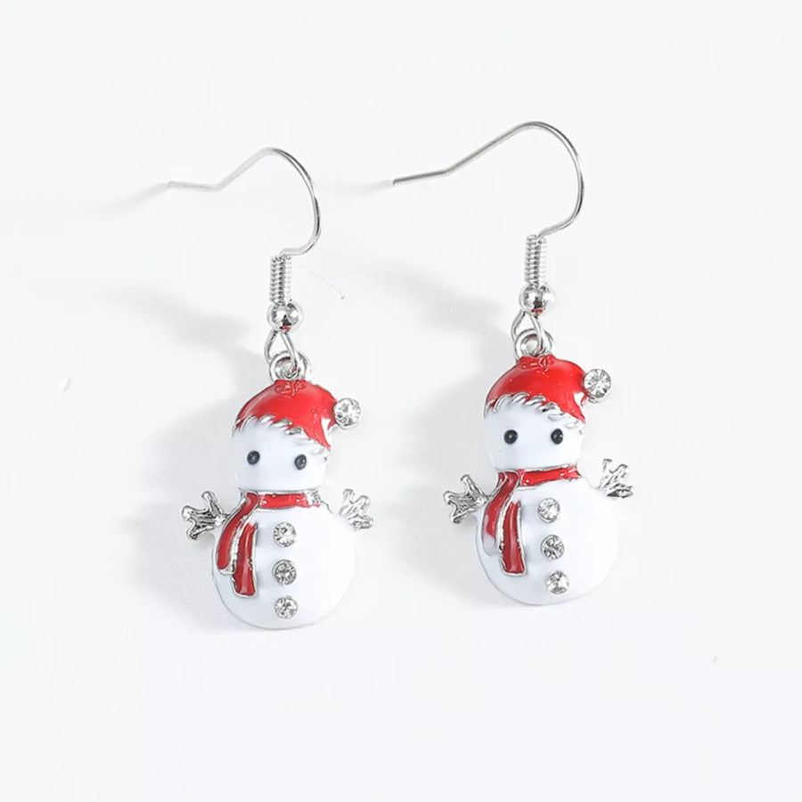 Christmas Snowman Drop Earrings Red / onesize Apparel and Accessories