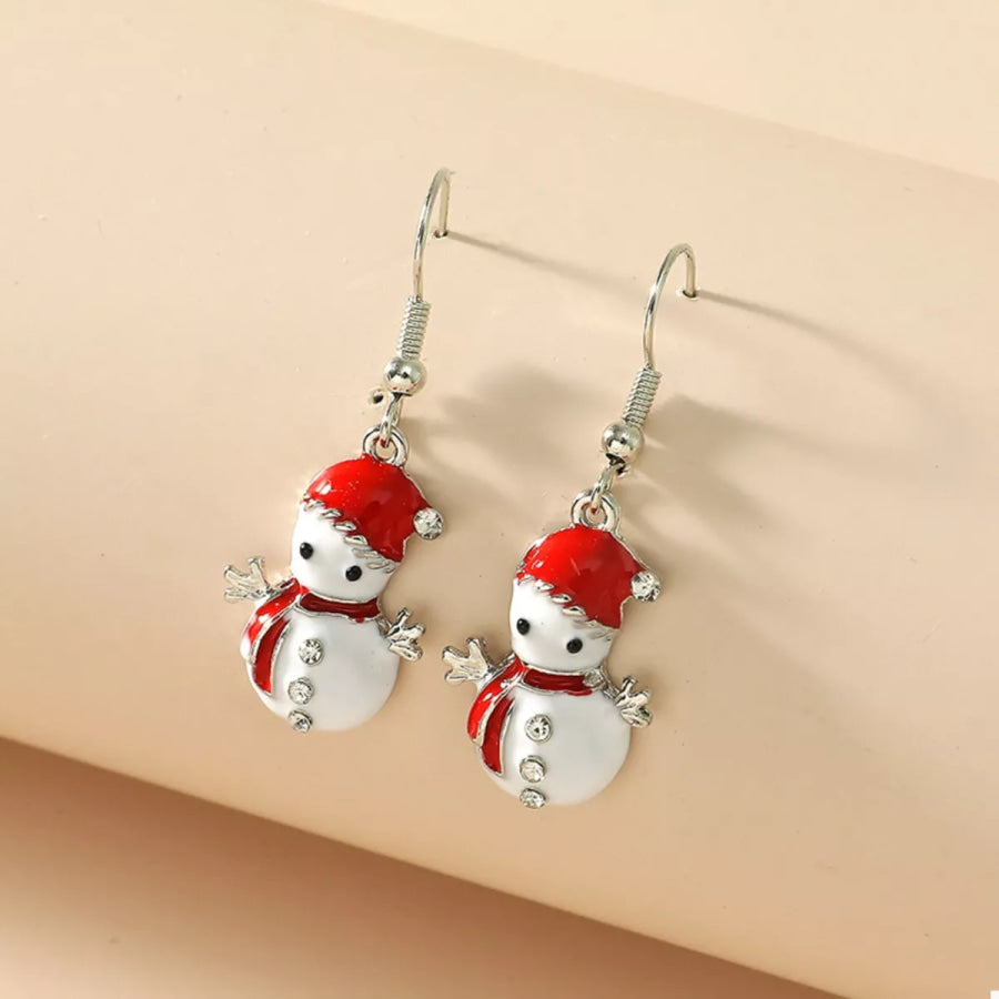 Christmas Snowman Drop Earrings Red / onesize Apparel and Accessories