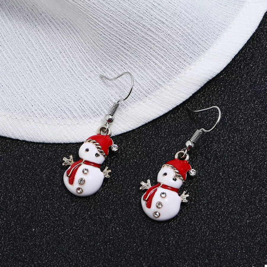 Christmas Snowman Drop Earrings Red / onesize Apparel and Accessories