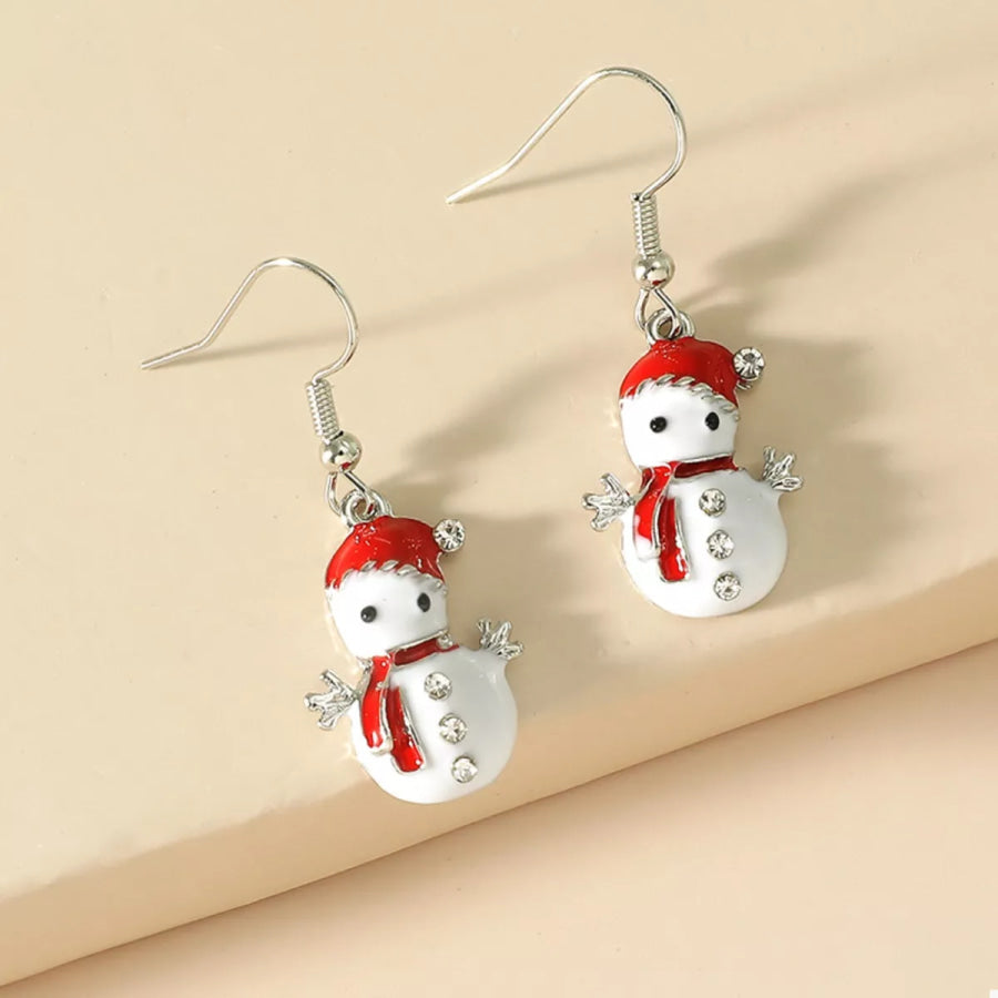 Christmas Snowman Drop Earrings Red / onesize Apparel and Accessories