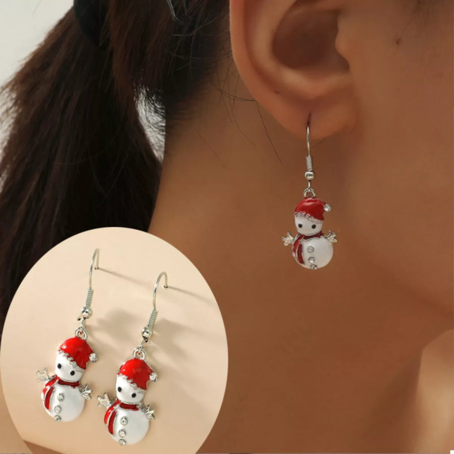 Christmas Snowman Drop Earrings Red / onesize Apparel and Accessories