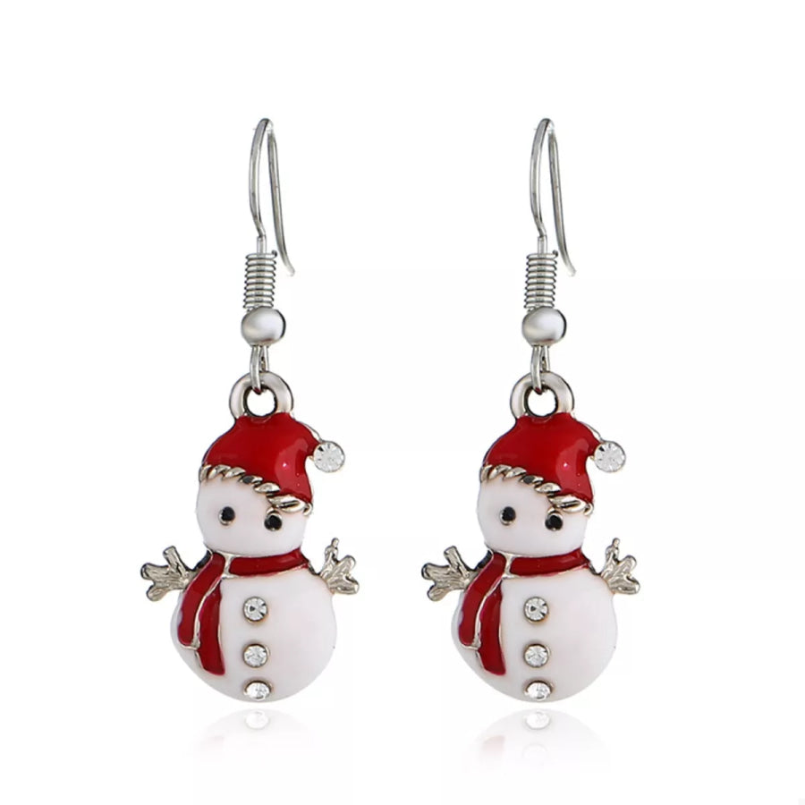 Christmas Snowman Drop Earrings Red / onesize Apparel and Accessories