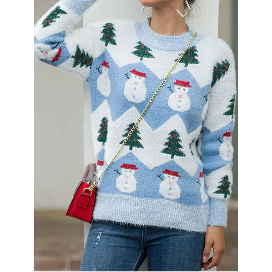 Christmas Snowman Dropped Shoulder Sweater Apparel and Accessories