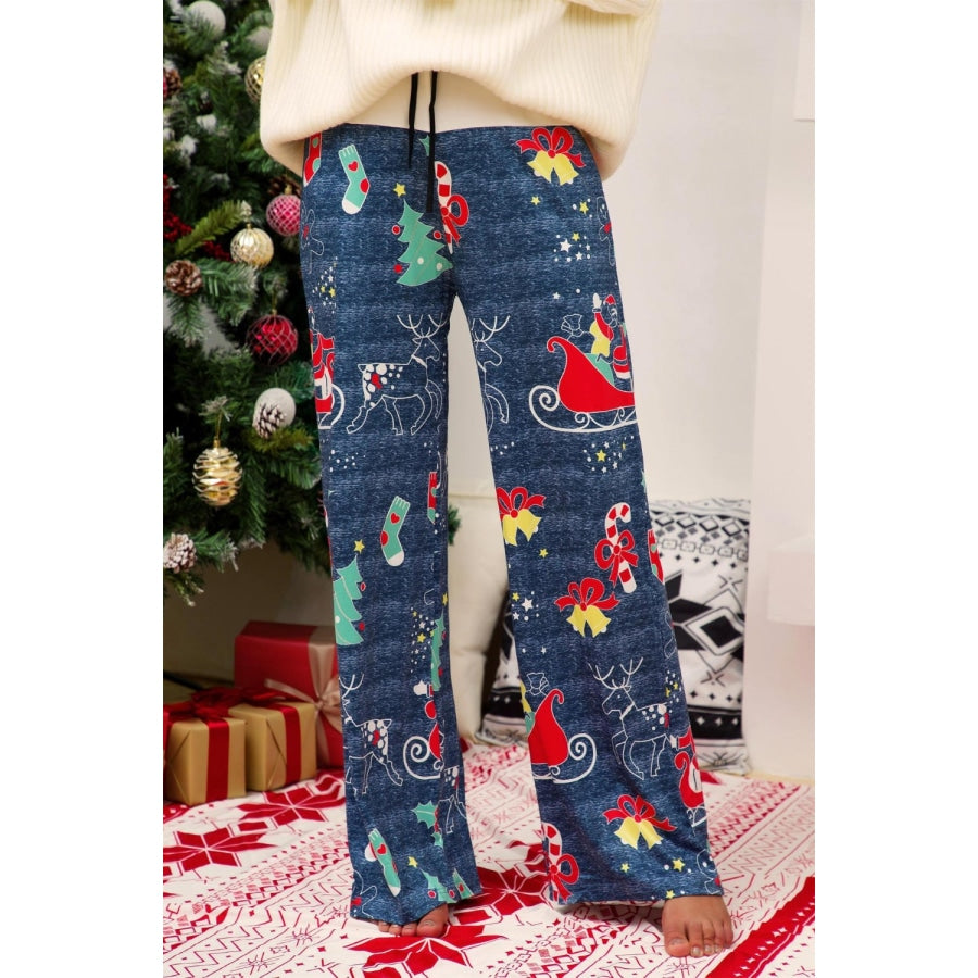 Christmas Straight Leg Pants Dusty Blue / S