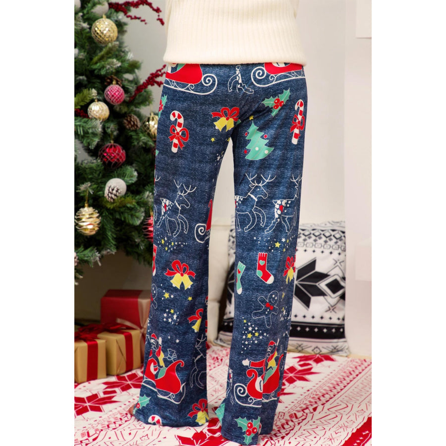 Christmas Straight Leg Pants Dusty Blue / S