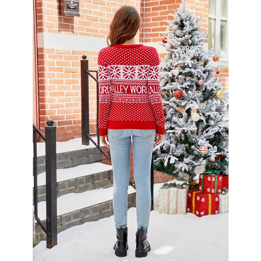 Christmas Theme Round Neck Sweater