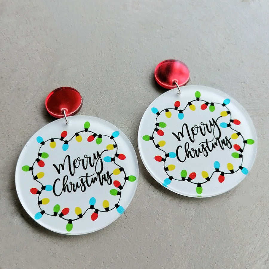 Christmas Themed Acrylic Dangle Earrings Style C / One Size