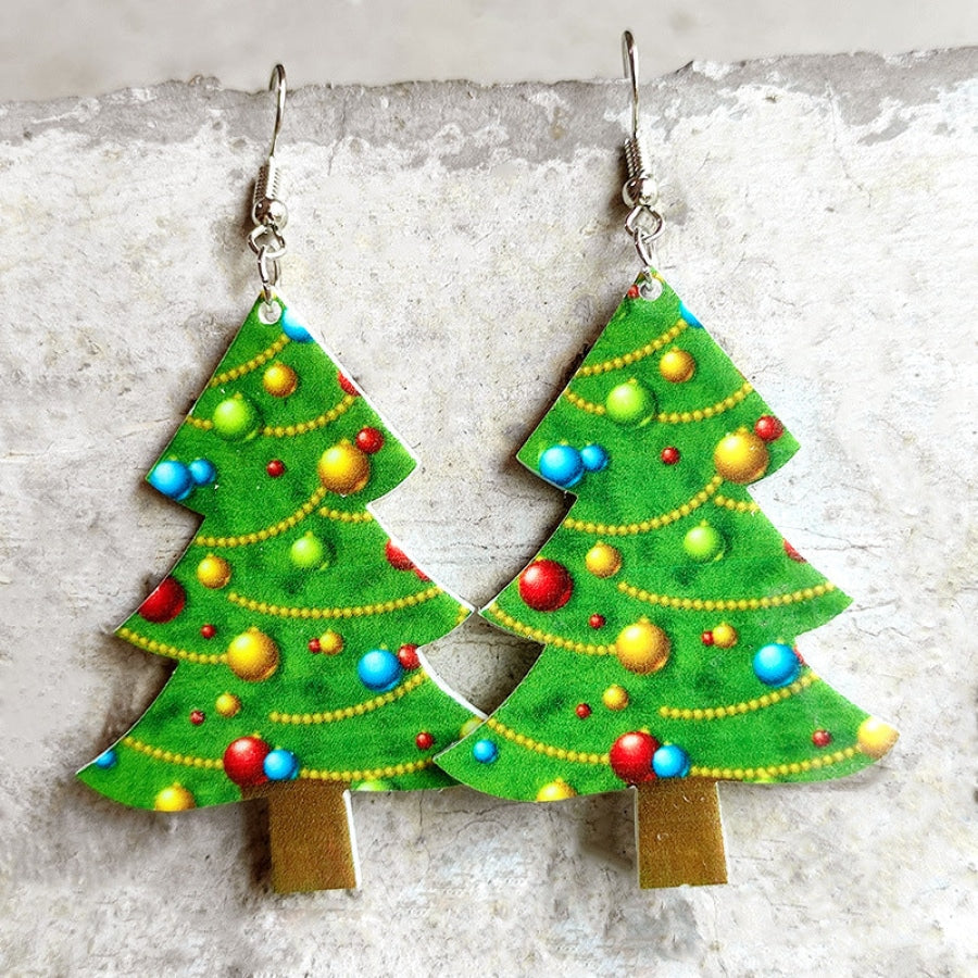 Christmas Themed Acrylic Dangle Earrings Style E / One Size