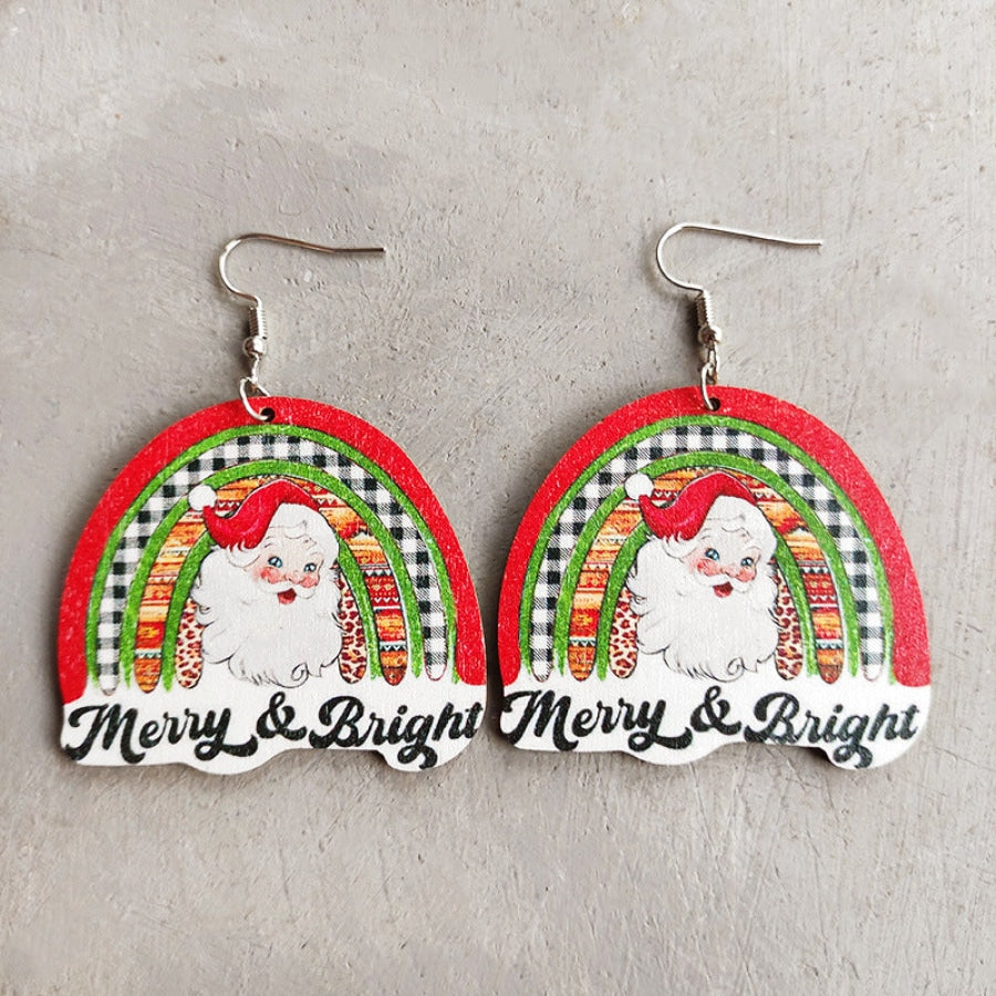 Christmas Themed Wood Dangle Earrings Style F / One Size