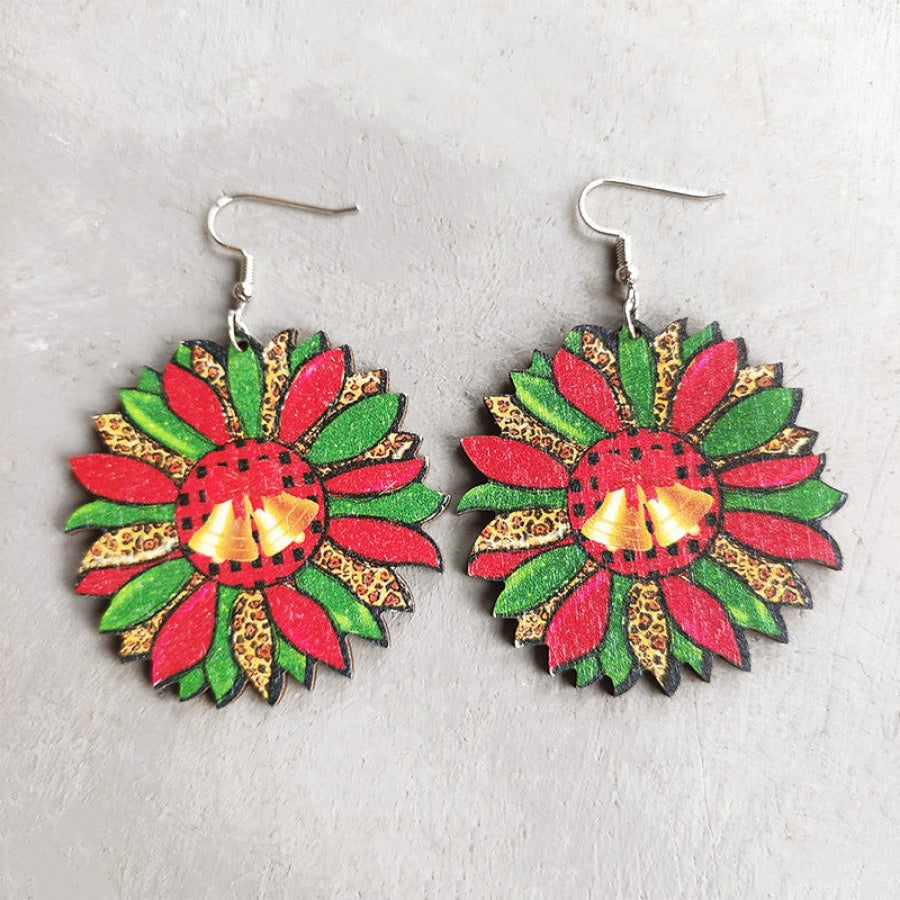 Christmas Themed Wood Dangle Earrings Style A / One Size