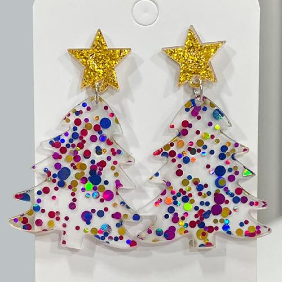 Christmas Tree Acrylic Dangle Earrings Royal Blue / One Size