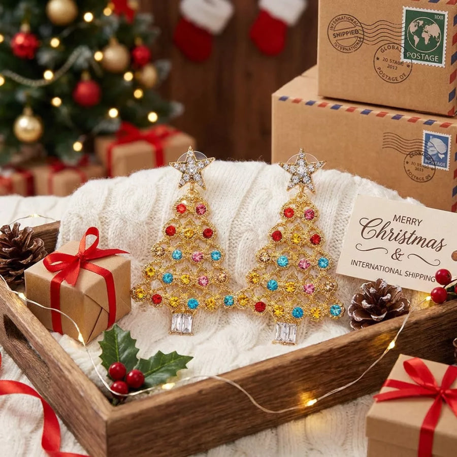 Christmas Tree Dangle Earrings Apparel and Accessories