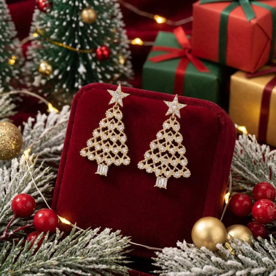 Christmas Tree Dangle Earrings Apparel and Accessories