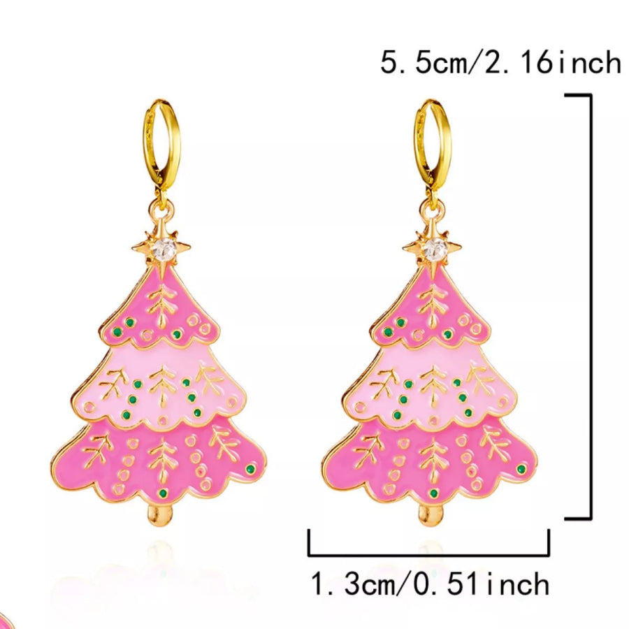 Christmas Tree Dangle Earrings Blush Pink / One Size Apparel and Accessories