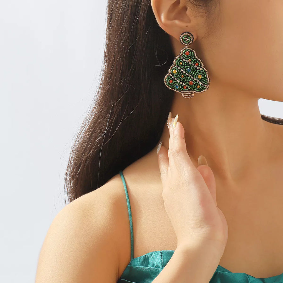 Christmas Tree Dangle Earrings Dark Green / onesize Apparel and Accessories