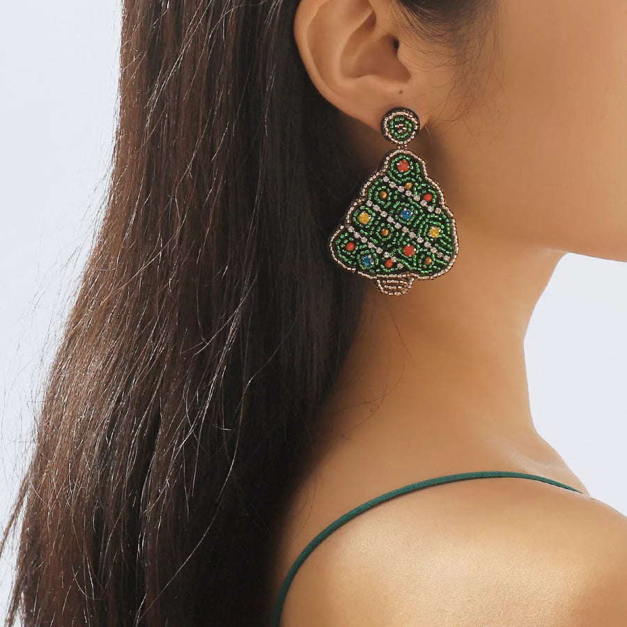 Christmas Tree Dangle Earrings Dark Green / onesize Apparel and Accessories