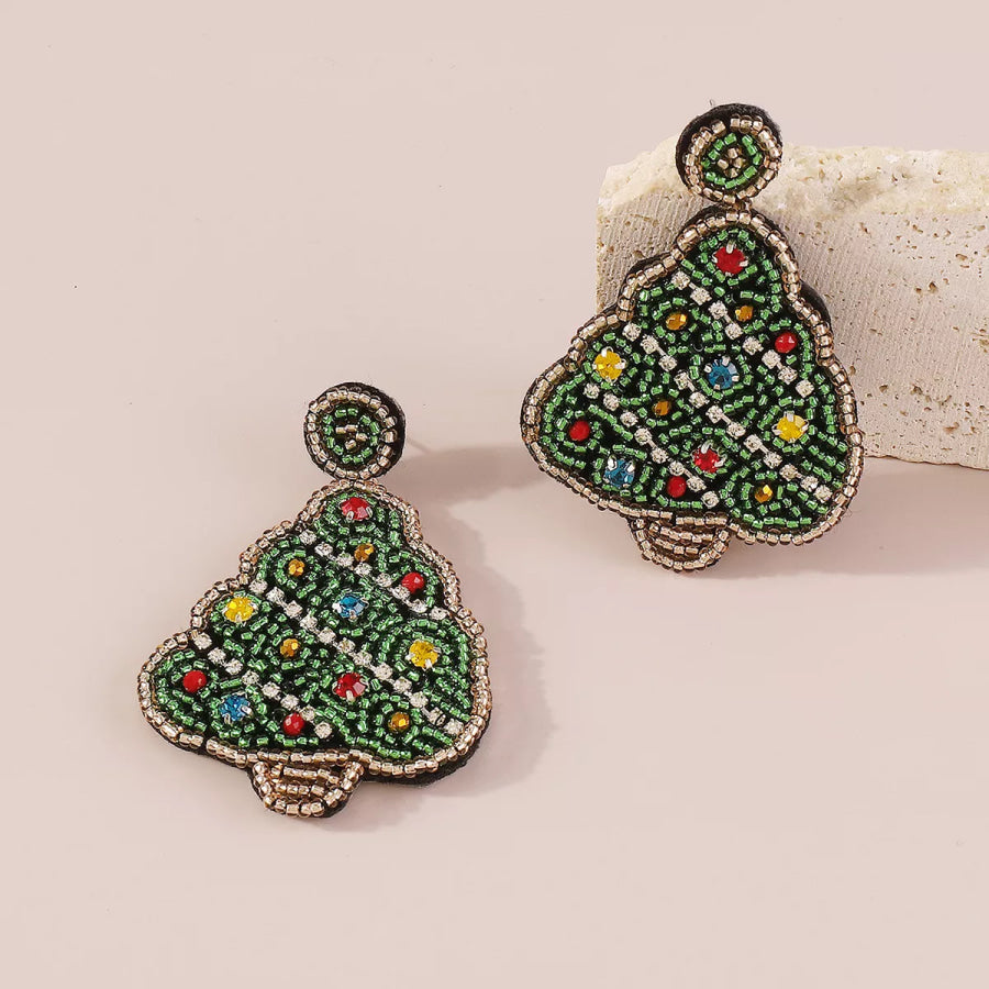 Christmas Tree Dangle Earrings Dark Green / onesize Apparel and Accessories