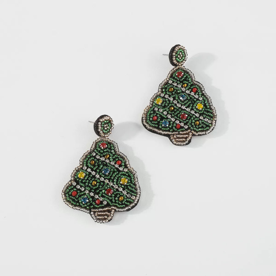 Christmas Tree Dangle Earrings Dark Green / onesize Apparel and Accessories