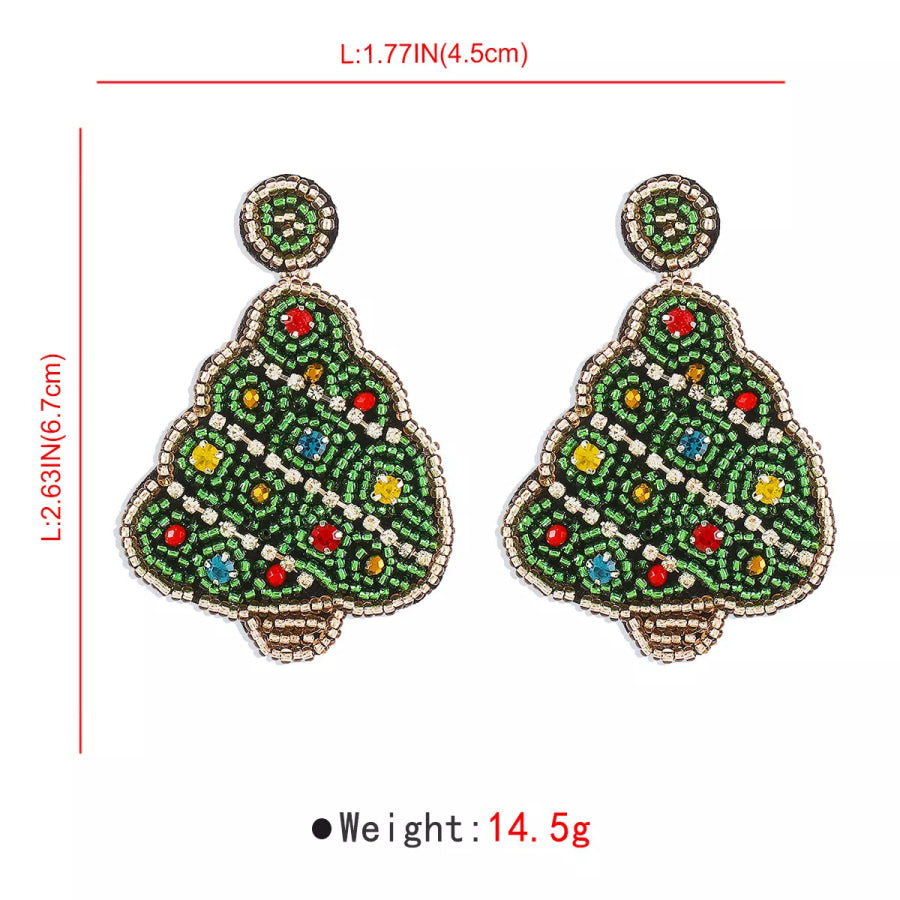 Christmas Tree Dangle Earrings Dark Green / onesize Apparel and Accessories