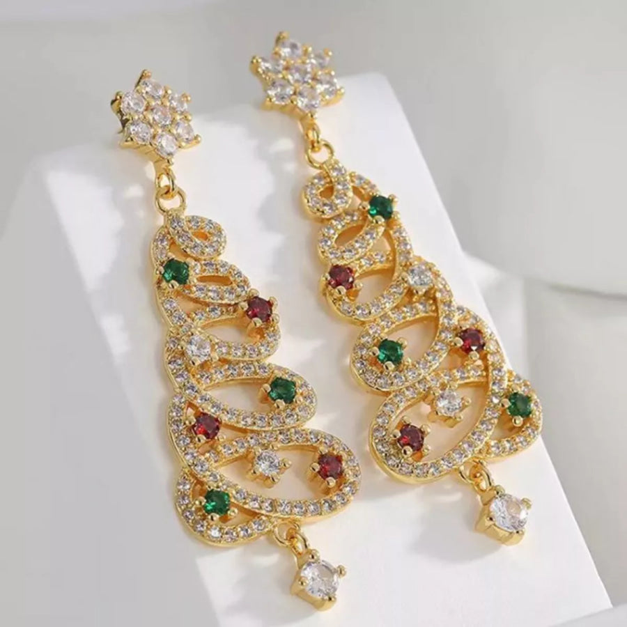 Christmas Tree Dangle Earrings Gold / One Size Apparel and Accessories