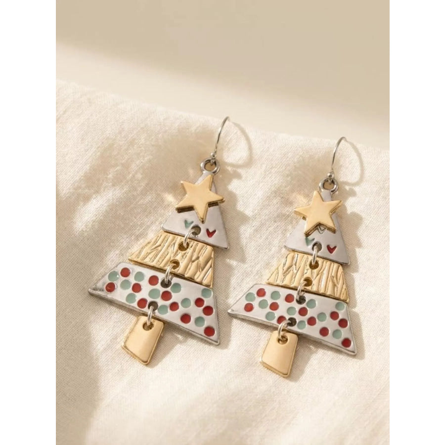 Christmas Tree Dangle Earrings Gold / onesize Apparel and Accessories