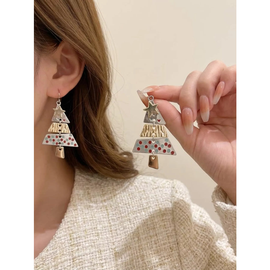 Christmas Tree Dangle Earrings Gold / onesize Apparel and Accessories