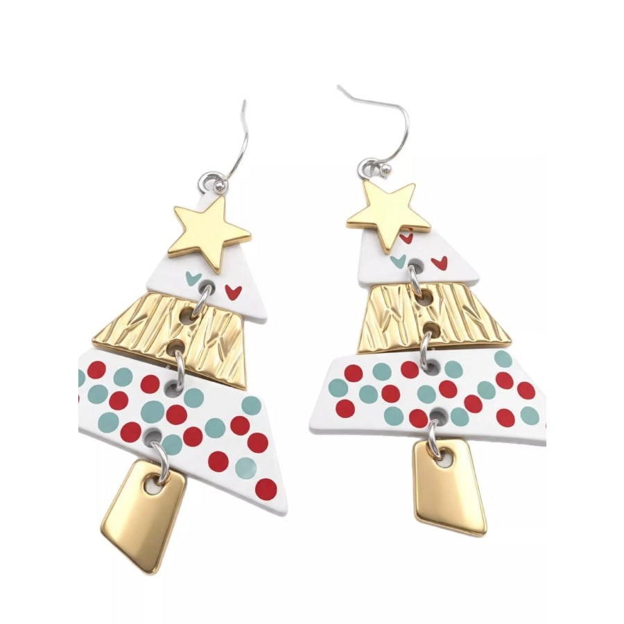 Christmas Tree Dangle Earrings Gold / onesize Apparel and Accessories