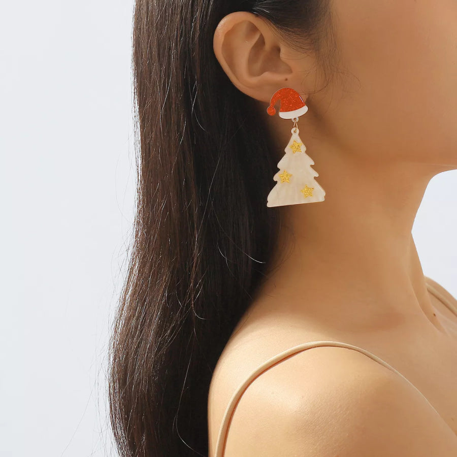Christmas Tree Dangle Earrings White / One Size Apparel and Accessories
