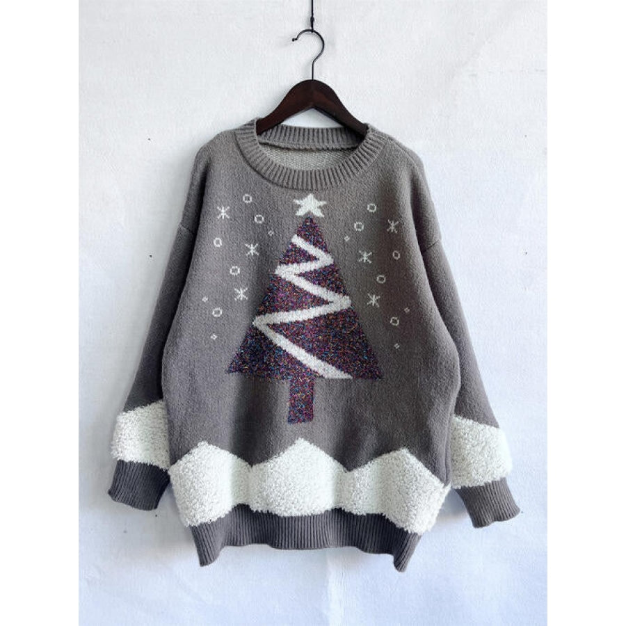 Christmas Tree Graphic Dropped Shoulder Sweater Clothing