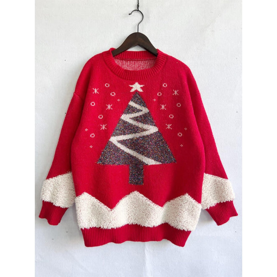 Christmas Tree Graphic Dropped Shoulder Sweater Clothing