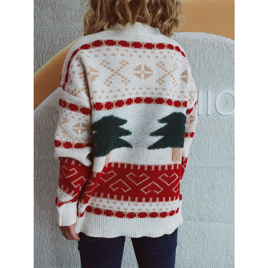 Christmas Tree Mock Neck Long Sleeve Sweater Apparel and Accessories