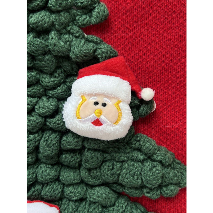 Christmas Tree Round Neck Long Sleeve Sweater Apparel and Accessories