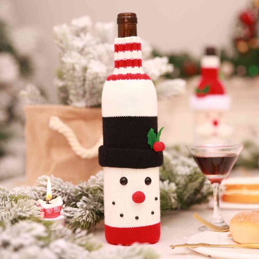 Christmas Wine Bottle Cover Black / One Size