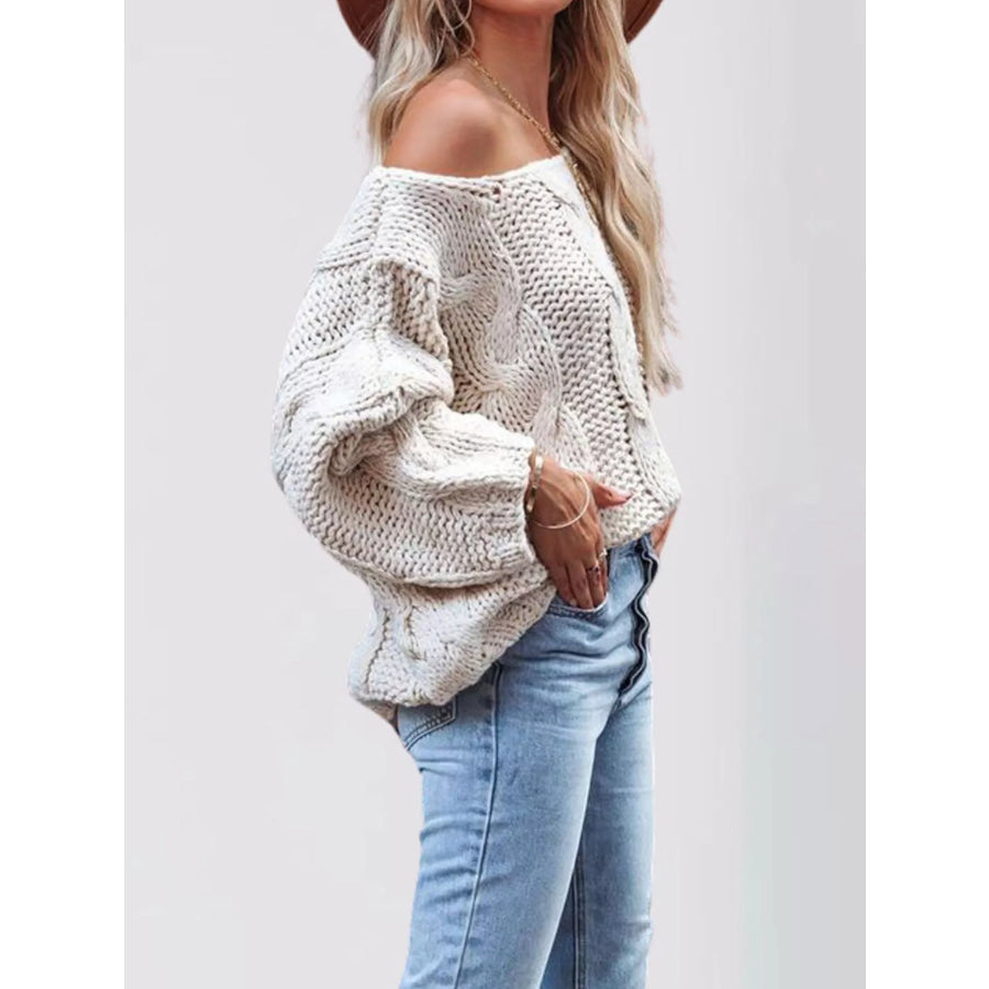 Chunky Cable Knit Long Sleeve Sweater Apparel and Accessories