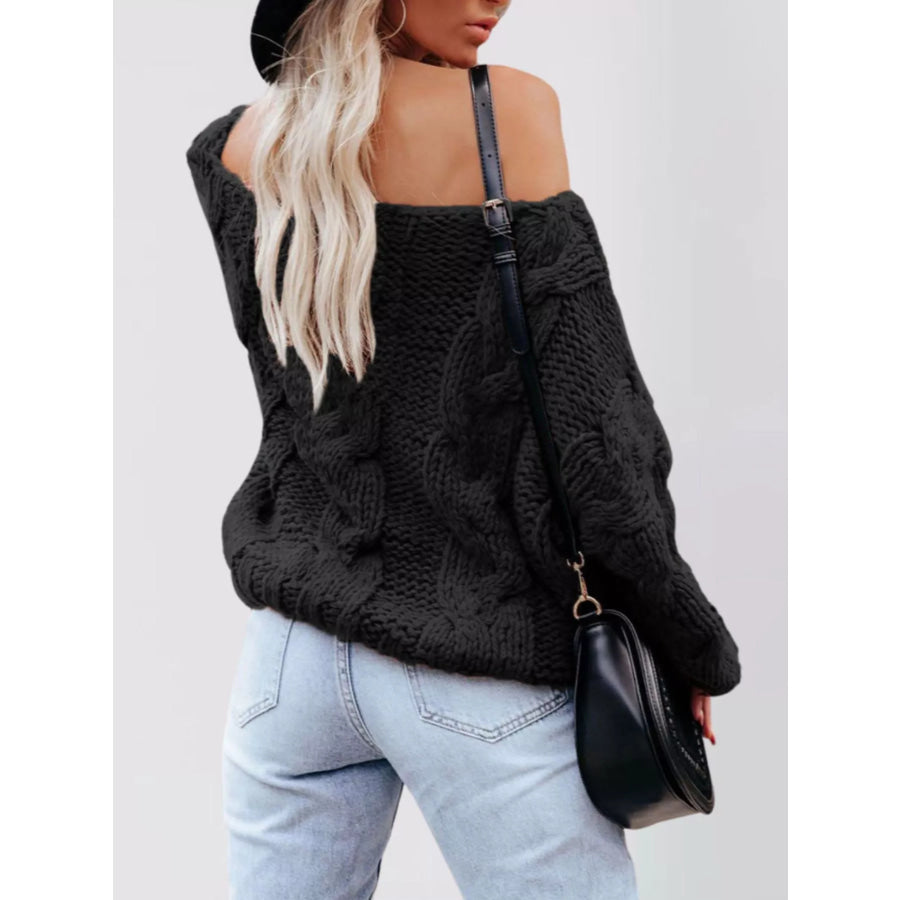Chunky Cable Knit Long Sleeve Sweater Apparel and Accessories