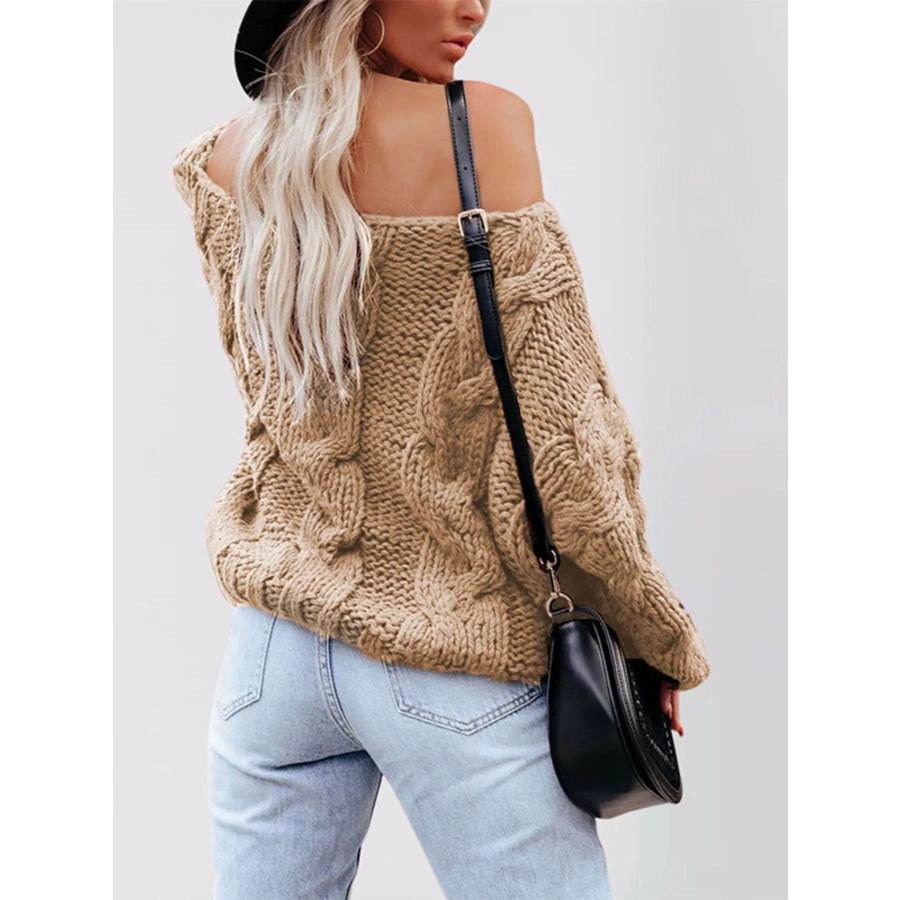 Chunky Cable Knit Long Sleeve Sweater Apparel and Accessories