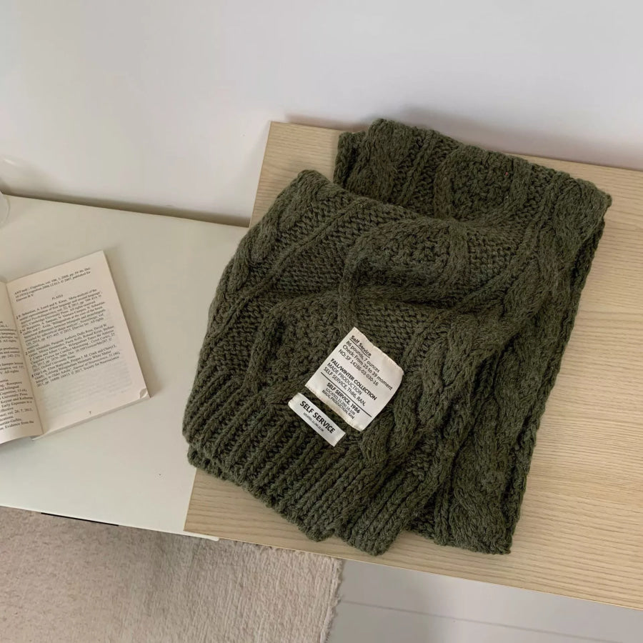 Chunky Cable Knit Scarf Black Forest / One Size Apparel and Accessories